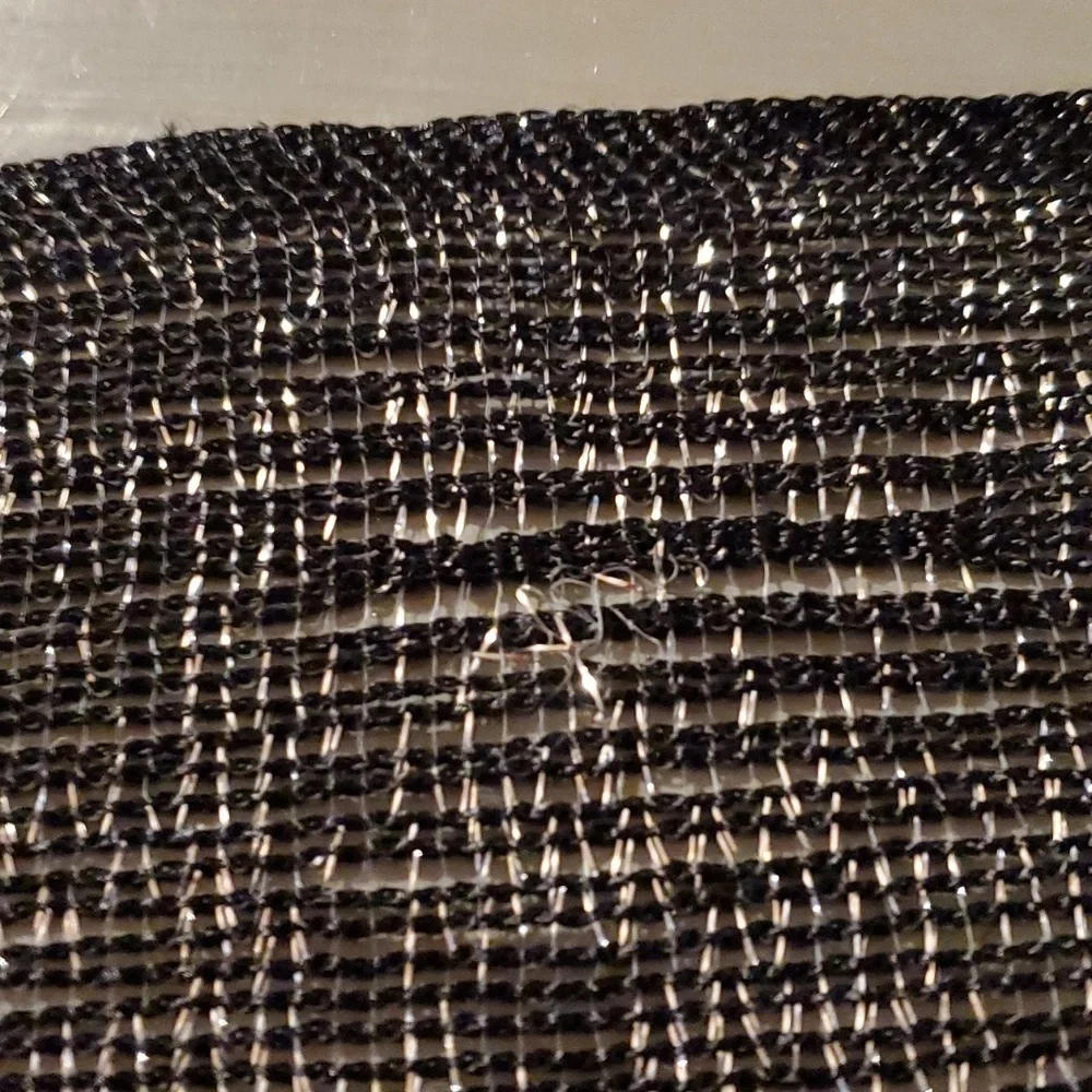 Silver & Black shimmer Metallic scarf with Fringe LARGE